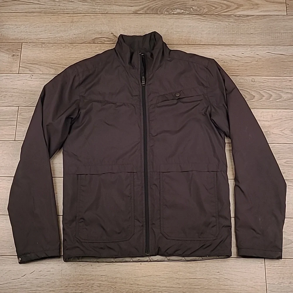 ALAMERE Dark‎ Grey Black Polyester USA Sz Small Mens Full Zip Casual Jacket